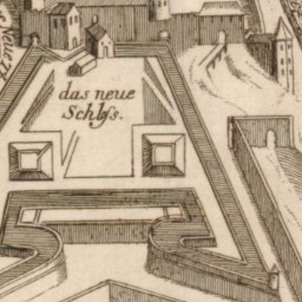 Ein detailliertes Stadtplanbild von Schleswig-Holstein, das Straßen, Gebäude, Sehenswürdigkeiten und Text enthält, der historische, kulturelle und touristische Informationen bietet.