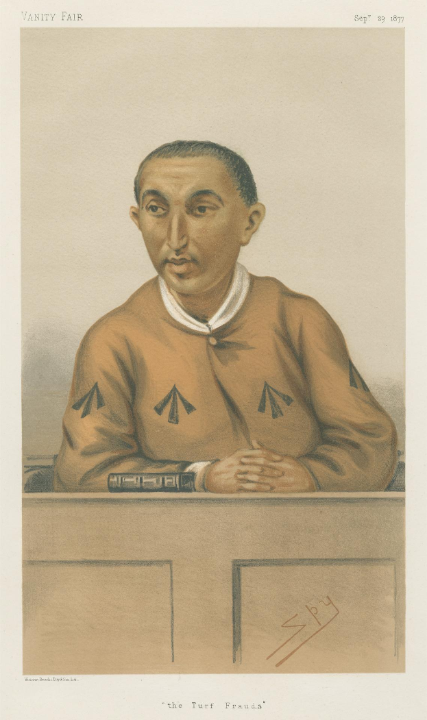 Ein Mann in einem weißen Hemd und dunklen Hosen sitzt an einem Tisch mit gefalteten Händen und einem ernsten Gesichtsausdruck, mit dem Text "Die Rasenbetrüger" unten.