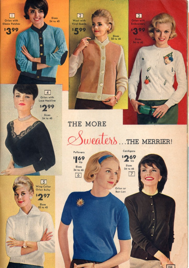Ein Collage mit verschiedenen Bildern von Frauen in verschiedenen Kostümen, jedes begleitet von Text und Dollarzeichen.