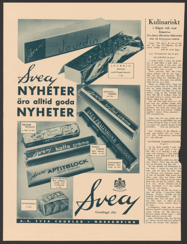 Eine Werbung mit einer Schachtel Zigaretten und beschreibendem Text auf dem Papier.