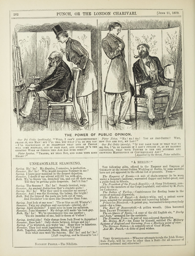 Altes Buchcover mit einem Mann in einem Stuhl sitzend und einem nachdenklichen Ausdruck sowie einer Frau danebenstehend, betitelt "Die Macht der öffentlichen Meinung".