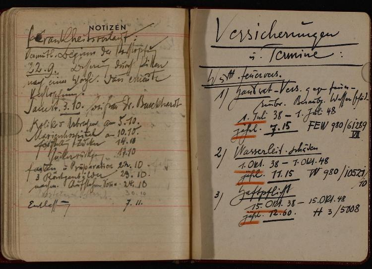 Offenes Buch mit handgeschriebenen deutschen Militärtagebucheinträgen aus dem frühen 20. Jahrhundert, enthaltend Text und numerische Daten.