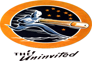 Ein Plakat, das eine Person in einem Raumanzug zeigt, die eine leuchtend gelbe Rakete hält, mit dem Text "Die Unerwünschten" in fetter schwarzer Schrift unten, vor einem tiefblauen Hintergrund.