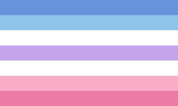 Die Transgender-Flagge mit drei horizontalen Streifen: Rosa oben, Blau in der Mitte und Weiß unten.